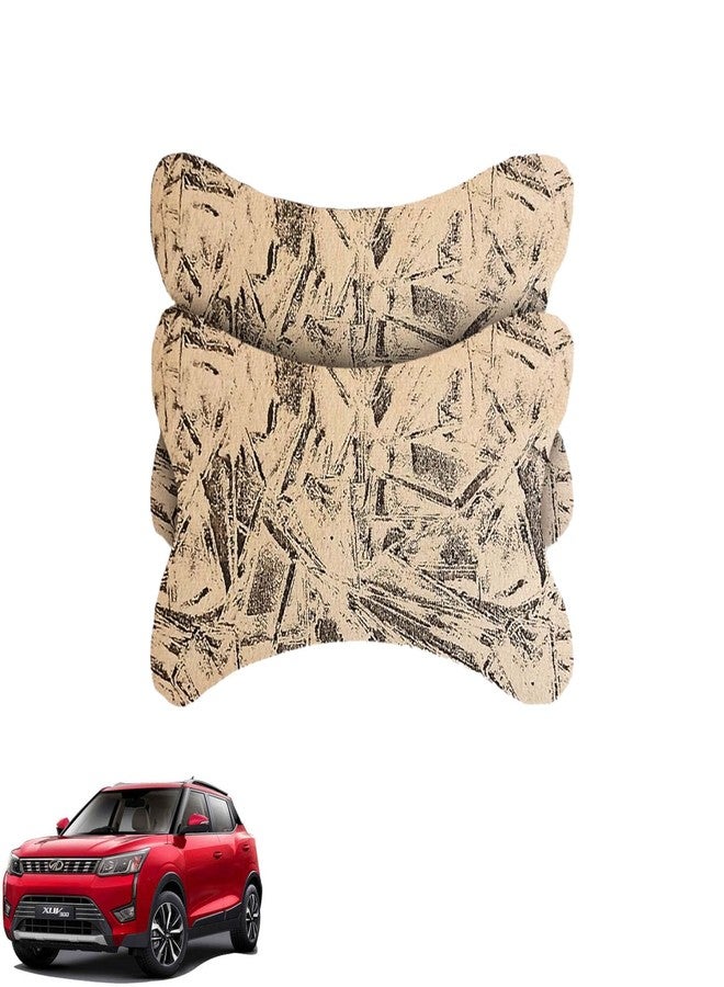 Adroitz Black & Beige Velvet Car Neck Rest Cushion Adjustable for All car (Set of 2) Ak202 - Image 1